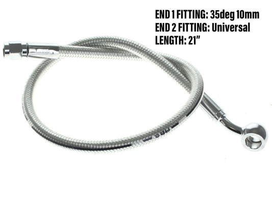 21in. Upper Front Brake Line with 10mm x 35 Degree Banjo - Sterling Chromite. - Magnum Shielding