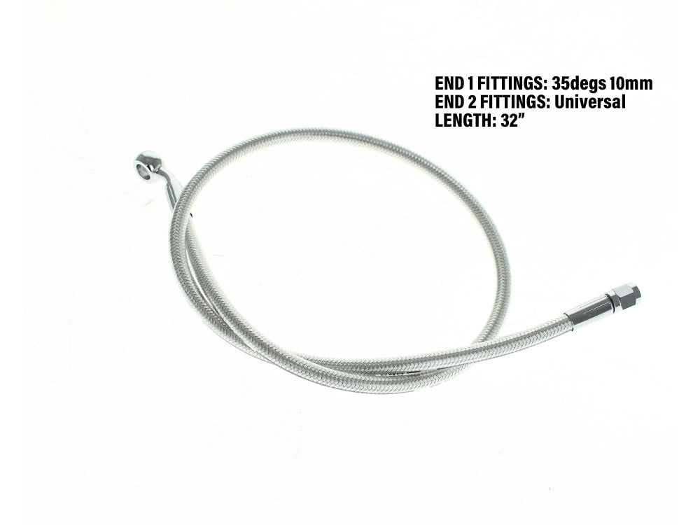 32in. Upper Front Brake Line with 10mm x 35 Degree Banjo - Sterling Chromite. - Magnum Shielding