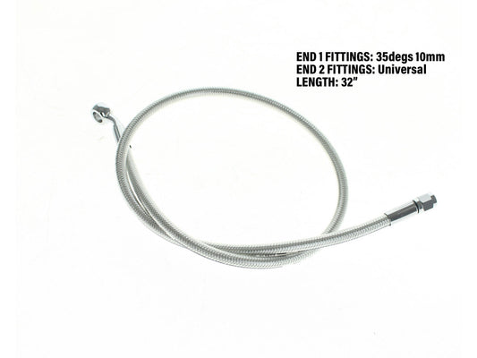 32in. Upper Front Brake Line with 10mm x 35 Degree Banjo - Sterling Chromite. - Magnum Shielding