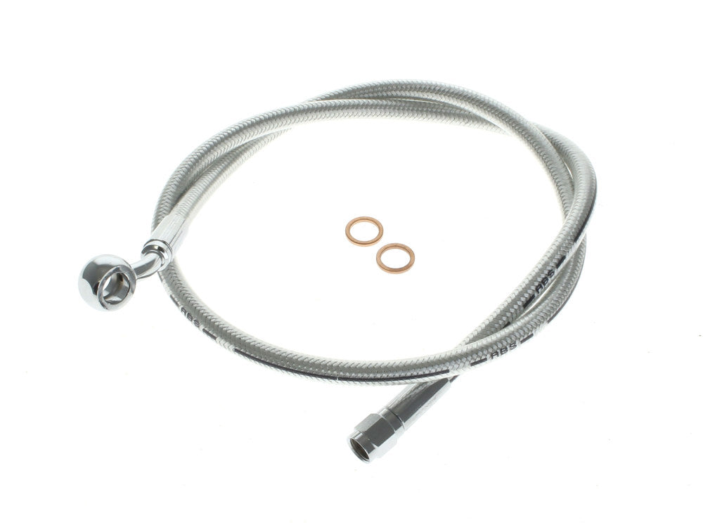 34in. Upper Front Brake Line with 10mm x 35 Degree Banjo - Sterling Chromite. - Magnum Shielding