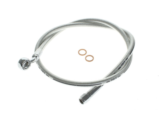 34in. Upper Front Brake Line with 10mm x 35 Degree Banjo - Sterling Chromite. - Magnum Shielding