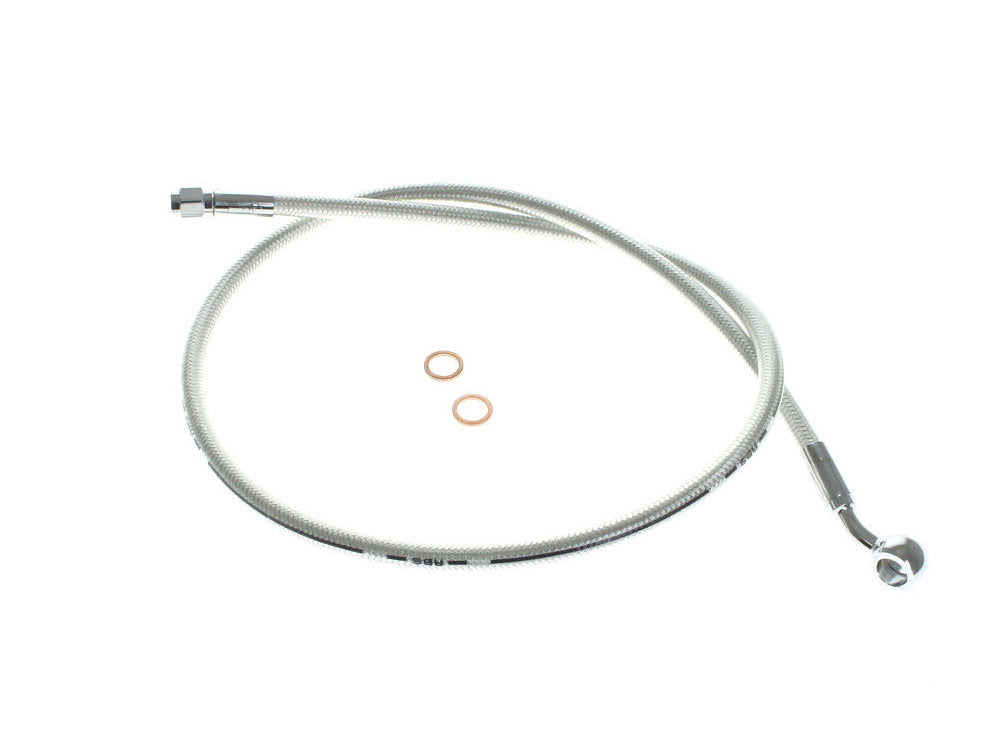36in. Upper Front Brake Line with 10mm x 35 Degree Banjo - Sterling Chromite. - Magnum Shielding