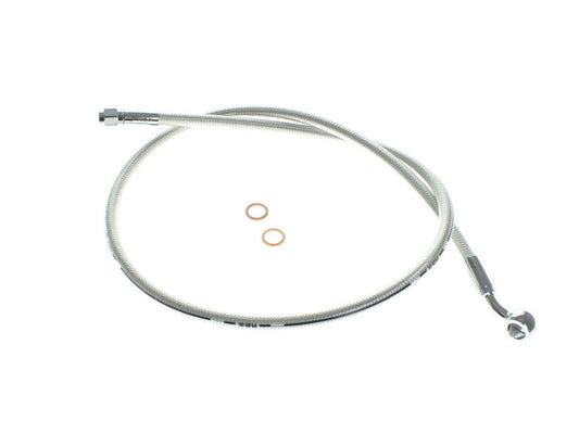 36in. Upper Front Brake Line with 10mm x 35 Degree Banjo - Sterling Chromite. - Magnum Shielding