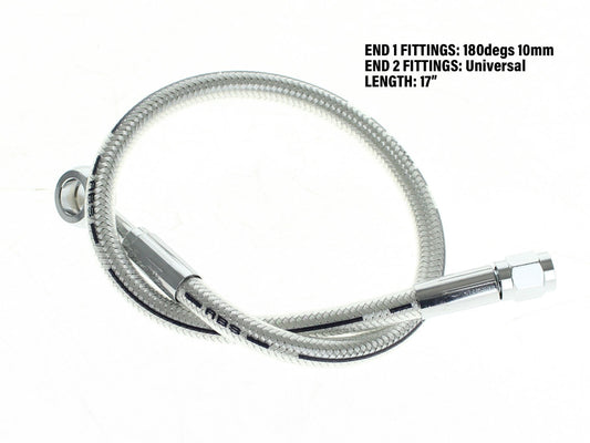17in. Upper Front Brake Line with 10mm x 180 Degree Banjo - Sterling Chromite. - Magnum Shielding