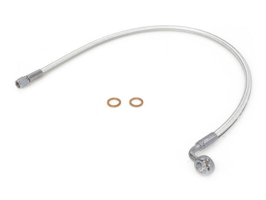 24in. Upper Front Brake Line with 12mm x 90 Degree Banjo - Sterling Chromite. - Magnum Shielding