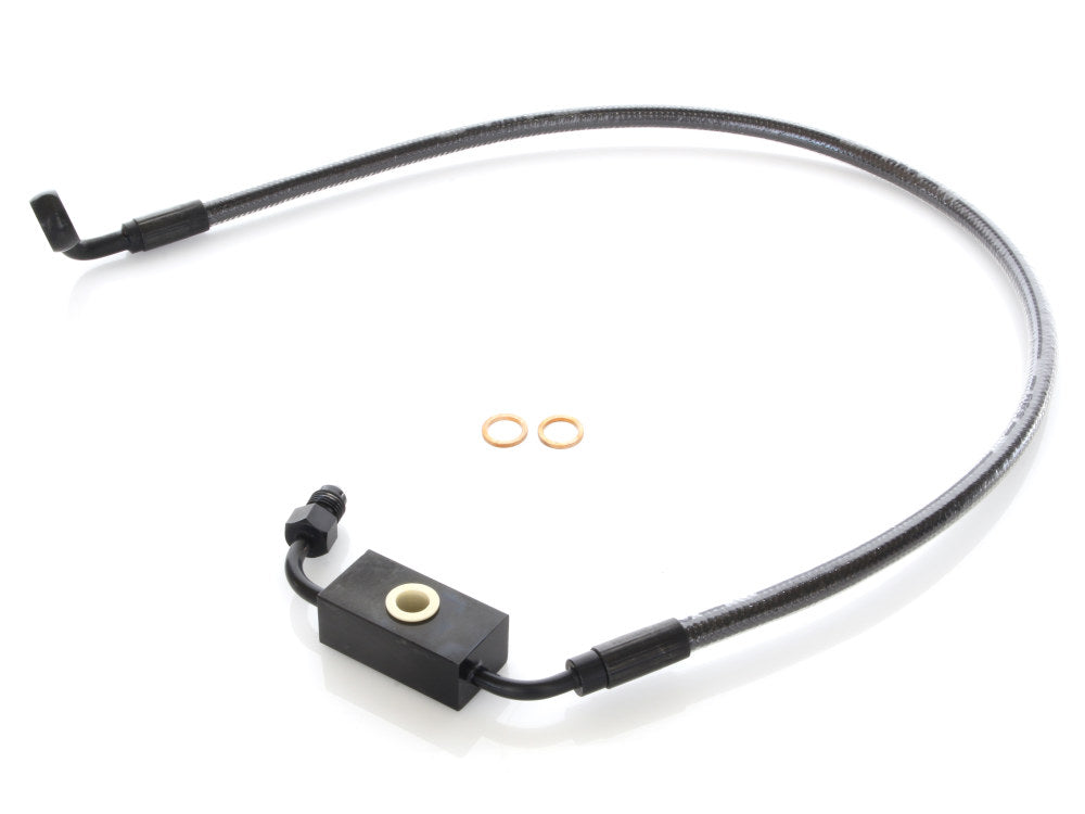 +2in. Over Length Lower Front Brake Line - Black Pearl. Fits Dyna 2012-2017 - Magnum Shielding