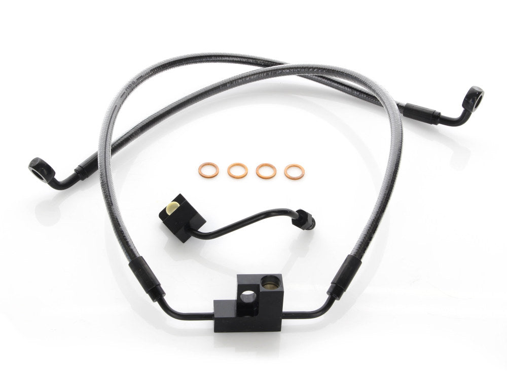 Stock Length Lower Front Brake Line - Black Pearl. Fits Dyna Fat Bob 2012-2017 & Dyna Low Rider 2014-2017 & Low Rider S 2016-2017 - Magnum Shielding