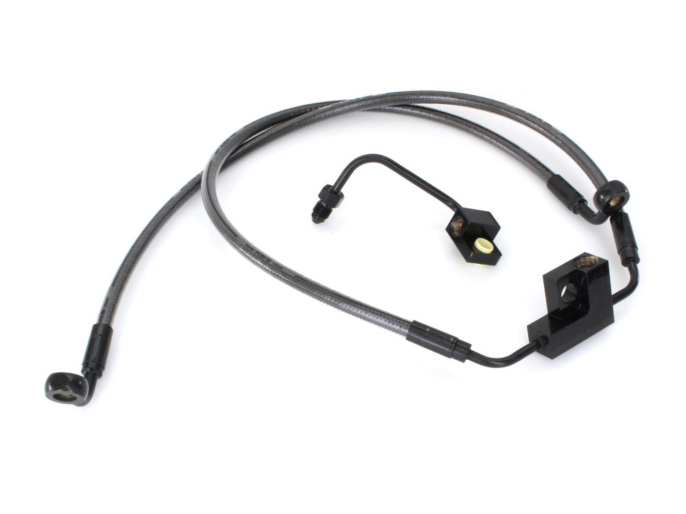 +2in. Over Length Lower Front Brake Line - Black Pearl. Fits Dyna Fat Bob 2012-2017 & Dyna Low Rider 2014-2017 - Magnum Shielding