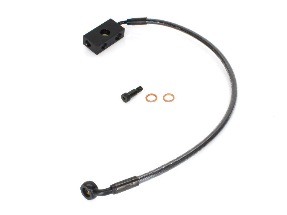 Stock Length Lower Front Brake Line - Black Pearl. Fits Softail 2018up - Magnum Shielding