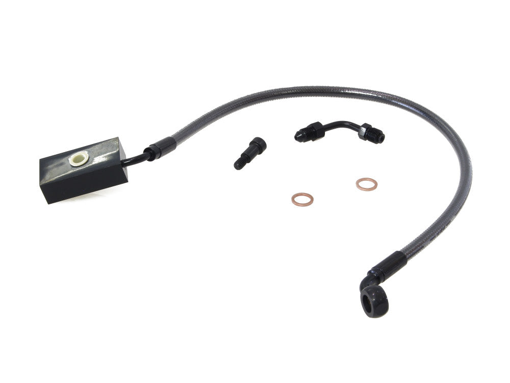+2in. Length Lower Front Brake Line - Black Pearl. Fits Softail 2018up - Magnum Shielding
