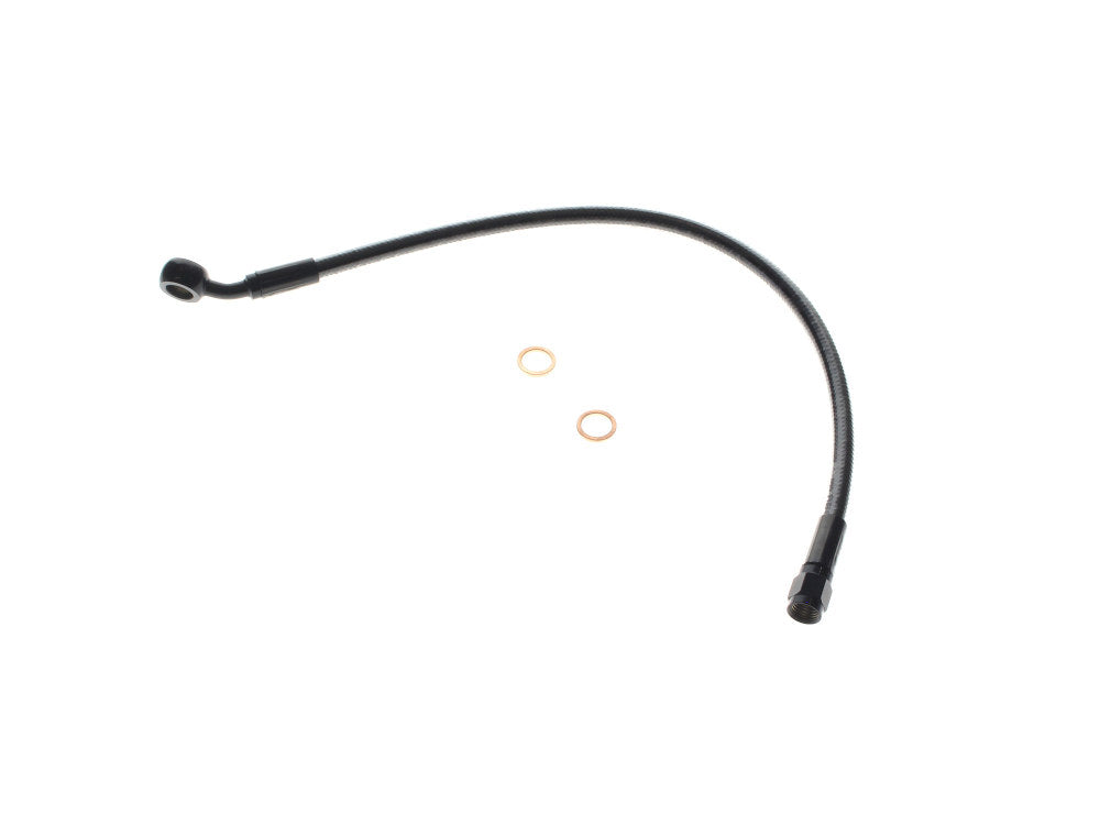 15in. Upper Front Brake Line with 10mm x 35 Degree Banjo - Black Pearl. - Magnum Shielding
