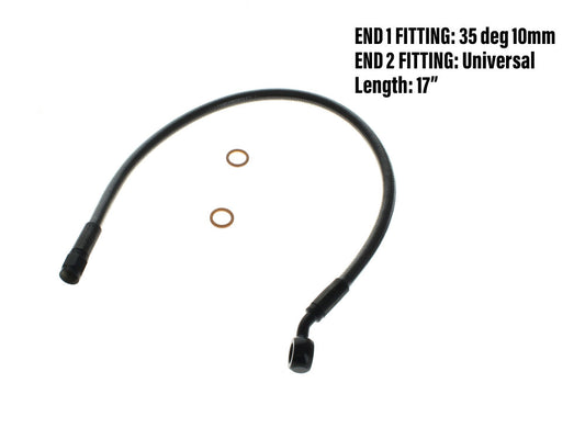 17in. Upper Front Brake Line with 10mm x 35 Degree Banjo - Black Pearl. - Magnum Shielding
