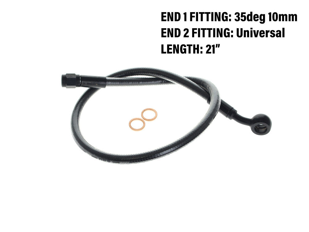 21in. Upper Front Brake Line with 10mm x 35 Degree Banjo - Black Pearl. - Magnum Shielding