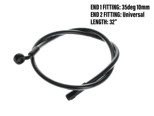 32in. Upper Front Brake Line with 10mm x 35 Degree Banjo - Black Pearl. - Magnum Shielding
