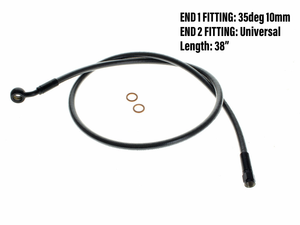 36in. Upper Front Brake Line with 10mm x 35 Degree Banjo - Black Pearl. - Magnum Shielding