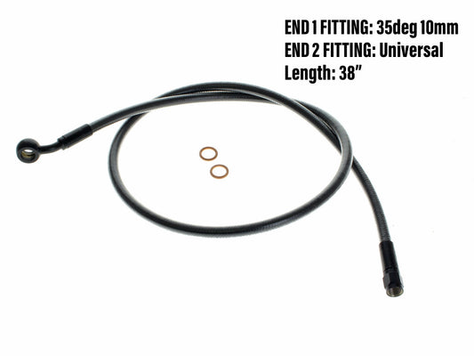 36in. Upper Front Brake Line with 10mm x 35 Degree Banjo - Black Pearl. - Magnum Shielding