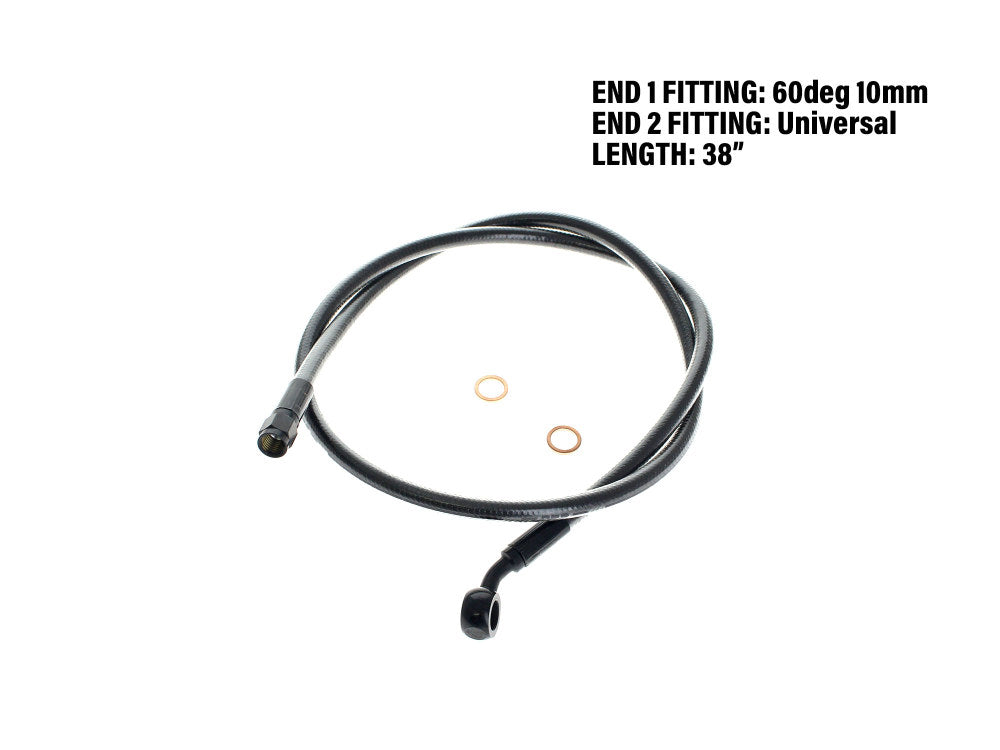 38in. Upper Front Brake Line with 10mm x 35 Degree Banjo - Black Pearl. - Magnum Shielding