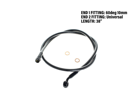 38in. Upper Front Brake Line with 10mm x 35 Degree Banjo - Black Pearl. - Magnum Shielding