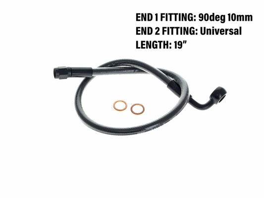 19in. Upper Front Brake Line with 10mm x 90 Degree Banjo - Black Pearl. - Magnum Shielding
