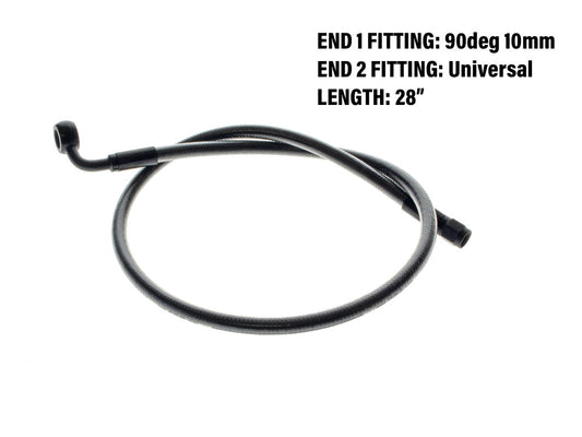 28in. Upper Front Brake Line with 10mm x 90 Degree Banjo - Black Pearl. - Magnum Shielding