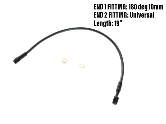 19in. Upper Front Brake Line with 10mm x 180 Degree Banjo - Black Pearl. - Magnum Shielding