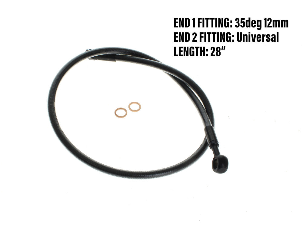 30in. Upper Front Brake Line with 10mm x 180 Degree Banjo - Black Pearl. - Magnum Shielding