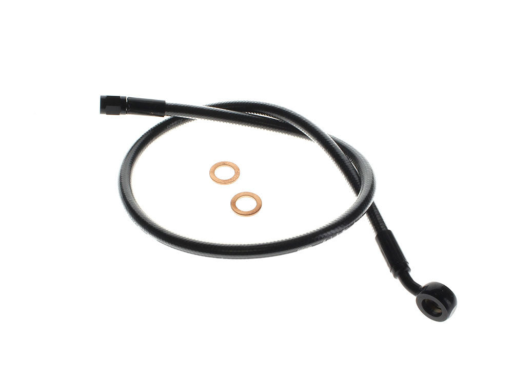 26in. Upper Front Brake Line with 7/16in. x 35 Degree Banjo - Black Pearl. - Magnum Shielding