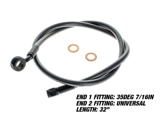 32in. Upper Front Brake Line with 7/16in. x 35 Degree Banjo - Black Pearl. - Magnum Shielding