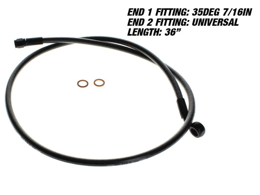 36in. Upper Front Brake Line with 7/16in. x 35 Degree Banjo - Black Pearl. - Magnum Shielding