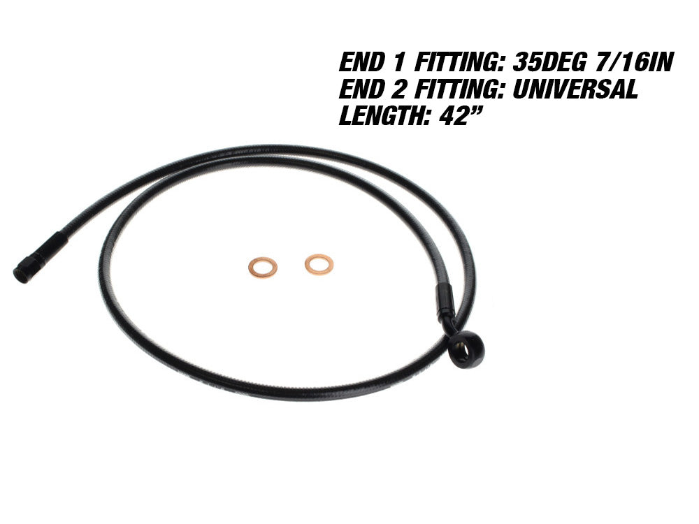 42in. Upper Front Brake Line with 7/16in. x 35 Degree Banjo - Black Pearl. - Magnum Shielding