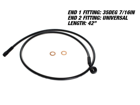 42in. Upper Front Brake Line with 7/16in. x 35 Degree Banjo - Black Pearl. - Magnum Shielding