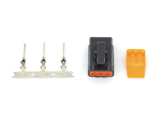 DTM 3-Position Deutsch Plug with (3) Stamped Terminals & Wedgelock - Black. - Namz Custom Cycle Products