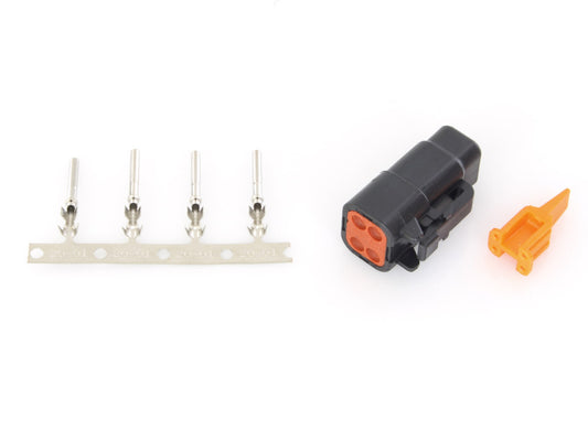 DTM 4-Position Deutsch Plug with (4) Stamped Terminals & Wedgelock - Black. - Namz Custom Cycle Products