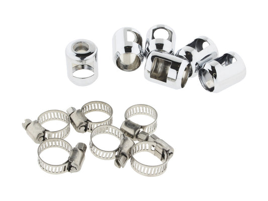 1/4in. & 5/16in. Hose Clamp Ends - Chrome. Pack of 6 - Namz Custom Cycle Products