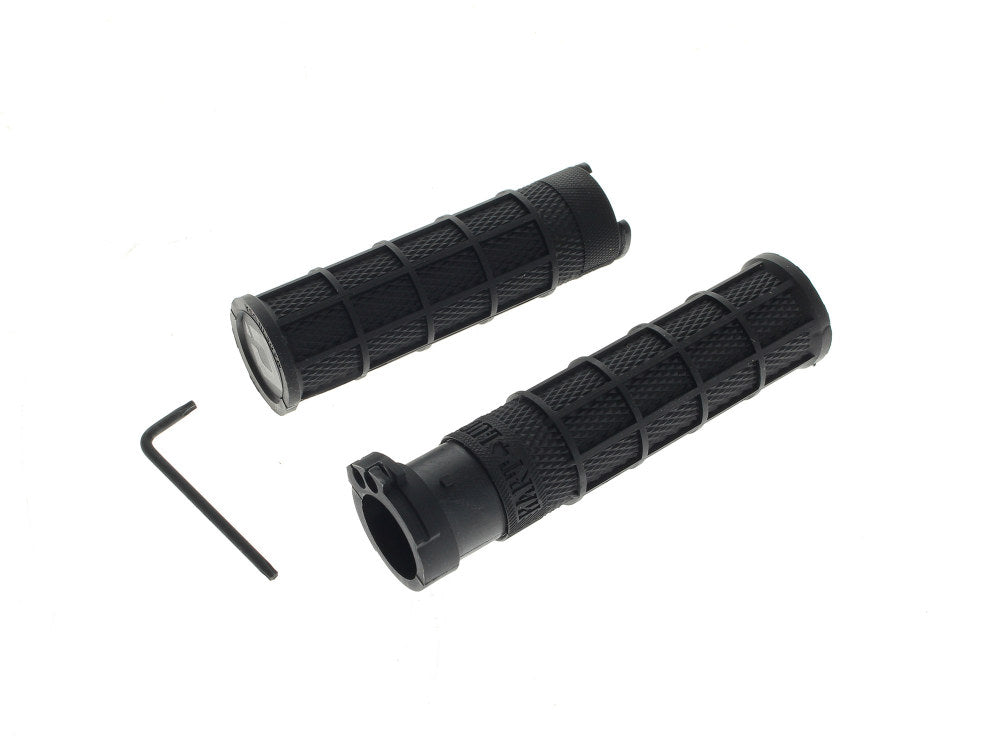 Replacement Rubbers for Hart-Luck Full Waffle Lock-On Handgrips - Black. Fits H-D with Throttle Cable. - ODI Grips & Bars