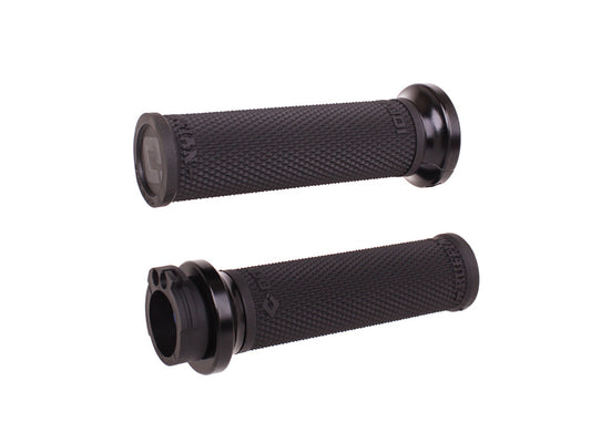 Ruffian Lock-On Handgrips - Black/Black. Fits H-D with Throttle Cable. - ODI Grips & Bars