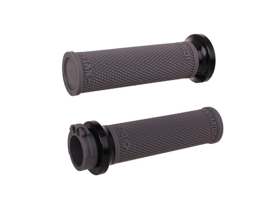 Ruffian Lock-On Handgrips - Graphite/Black. Fits H-D with Throttle Cable. - ODI Grips & Bars