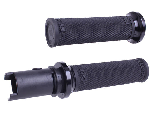 Ruffian Lock-On Handgrips - Black/Black. Fits CVO Touring 2023up, Street Glide & Road Glide 2024up, Touring 2025up & Softail 2025up - ODI Grips & Bars