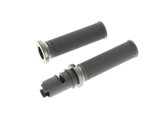 Ruffian Lock-On Handgrips - Graphite/Gun Metal. Fits CVO Touring 2023up, Street Glide & Road Glide 2024up, Touring 2025up & Softail 2025up - ODI Grips & Bars