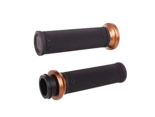 Ruffian Lock-On Handgrips - Black/Bronze. Fits Big Twin 2008-2024 with Throttle-by-Wire - ODI Grips & Bars