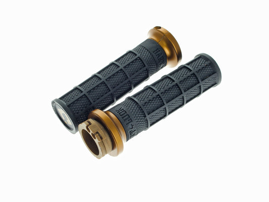 Hart-Luck Full Waffle Lock-On Handgrips - Bronze. Fits H-D with Throttle Cable. - ODI Grips & Bars