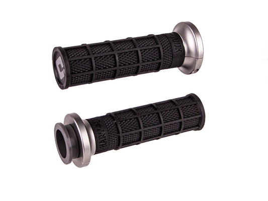 Hart-Luck Full Waffle Lock-On Handgrips - Grey. Fits Big Twin 2008-2024 with Throttle-by-Wire - ODI Grips & Bars
