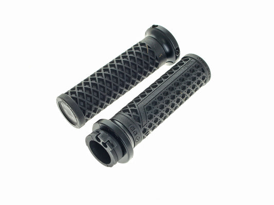 Vans Signature Lock-On Handgrips - Black/Black. Fits H-D with Throttle Cable. - ODI Grips & Bars