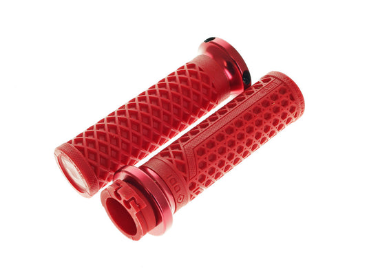 Vans Signature Lock-On Handgrips - Red/Red. Fits H-D with Throttle Cable. - ODI Grips & Bars