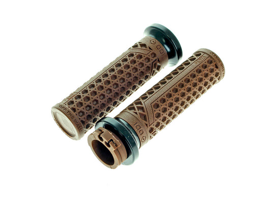Vans Signature Lock-On Handgrips - Brown/Black. Fits H-D with Throttle Cable. - ODI Grips & Bars