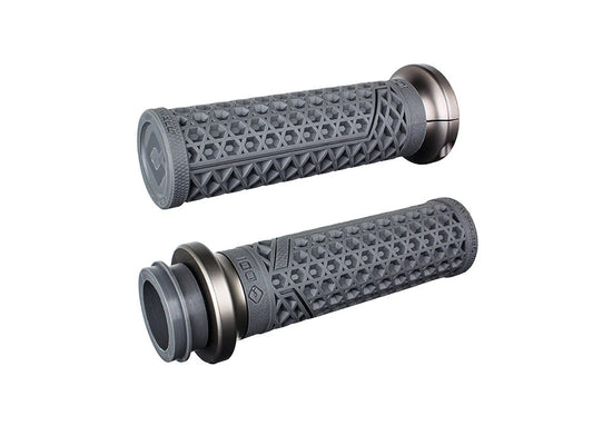 Vans Signature Lock-On Handgrips - Graphite/Gun Metal. Fits Big Twin 2008-2024 with Throttle-by-Wire - ODI Grips & Bars