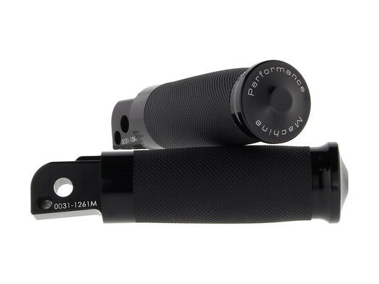 Contour Rubber Wrapped Footpegs - Black. Fits Softail 2018up Rear Passenger - Performance Machine