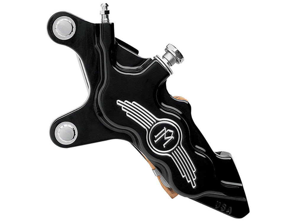 Left Hand Front 6 Piston Caliper - Black Contrast Cut. Fits most Big Twin 1984-1999 & Sportster 1984-1999 Models with 11.5in. Disc Rotor. - Performance Machine