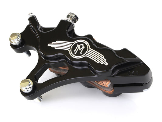 Left Hand Front 6 Piston Caliper - Black Contrast Cut. Fits Softail 2000-2017, Dyna 2000-2005, Touring 2000-2007 & Sportster 2000-2007 Models with 13in. Disc Rotor. - Performance Machine