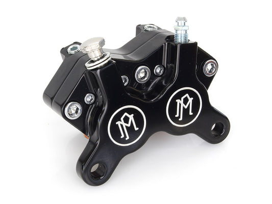 Universal 4 Piston Caliper - Black Contrast Cut. Fits H-D with 11.5in. Disc Rotor. - Performance Machine